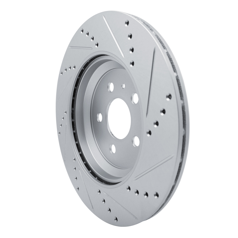 Tesla Model 3 Brake Rotor (1) - Rear Left - R1 Concepts - Drilled & Slotted - Silver - `17-`25